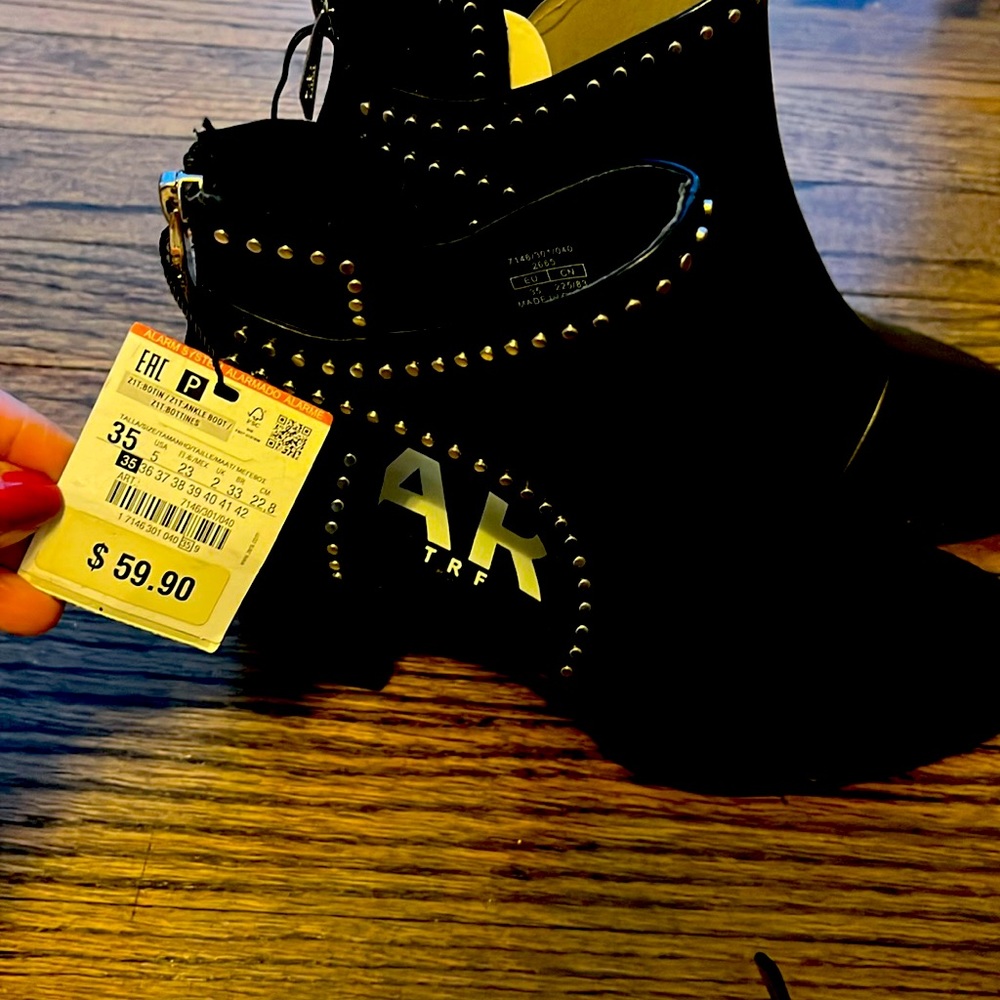 Zara Black Ankle Boots with Studded Detail